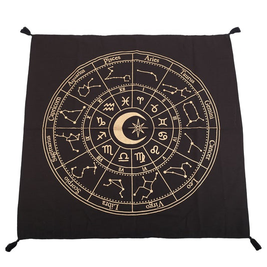 Black Astrology Wheel Altar Cloth