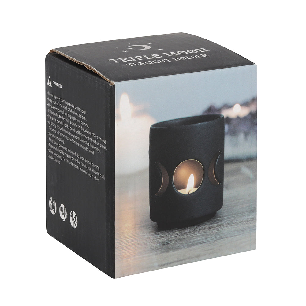 Triple Moon - Black Tealight Holder